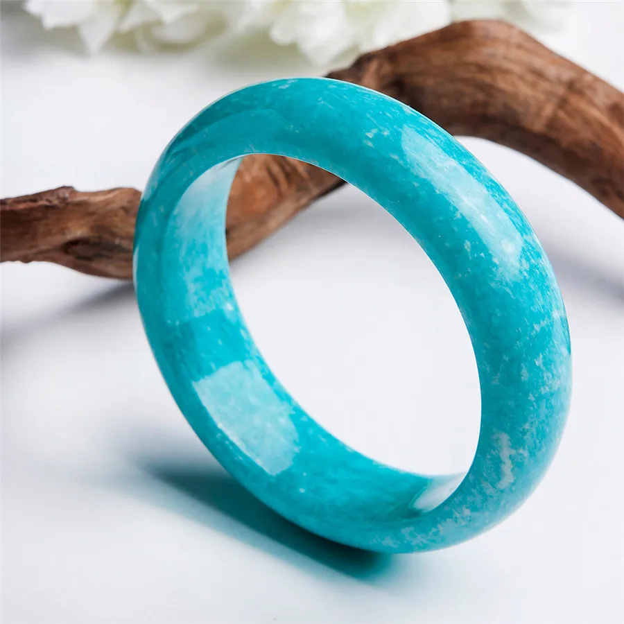 

100% Fashion Genuine Green Natural Amazonite Gemstone Bangle Inner Diameter 58mm For Women Female Crystal Natural Stone Bangles