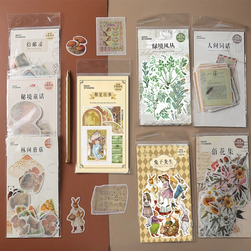 

Mohamm Kawaii Retro Series Cute Sticker Custom Stickers Diary Stationary Flakes Scrapbook DIY Decorative Stickers
