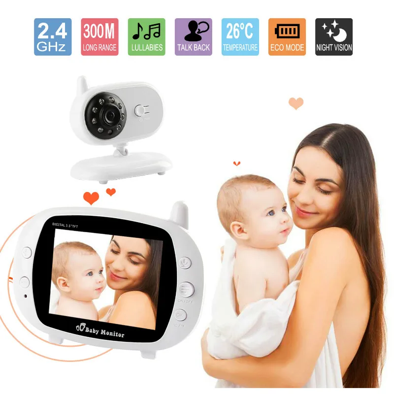 Մանկական քնի մոնիտոր LCD թվային ցուցադրիչ 2.4 ԳՀց ազդանշանային երկկողմանի խոսակցություն գիշերային տեսողություն Աուդիո վիդեո 8 արձանագրություն ջերմաստիճանի մոնիտորինգ