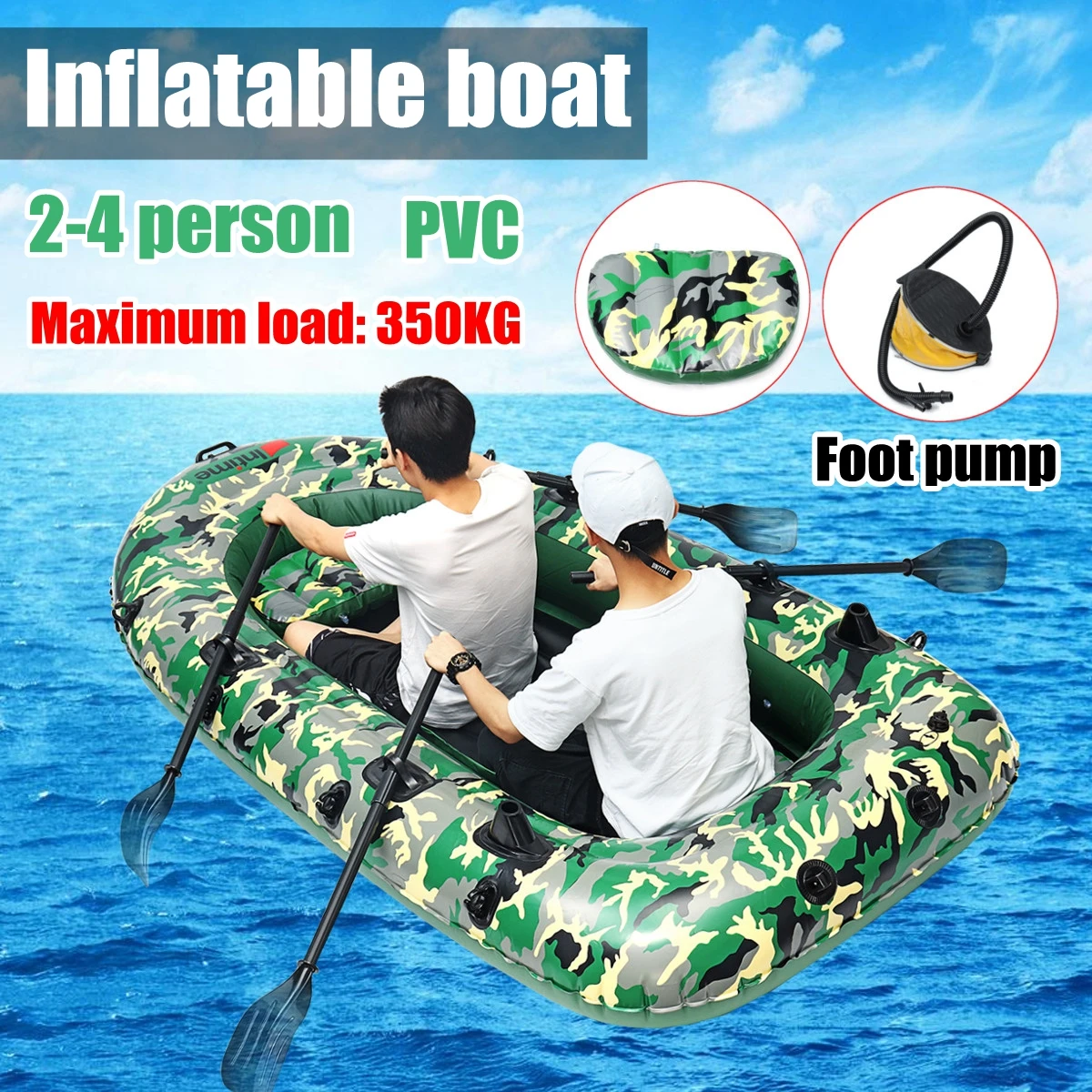 

Sports fishman 2/3/4 Person PVC thick inflatable boat fishing inflatable kayak paddle pump dinghy air raft Rowing Boats