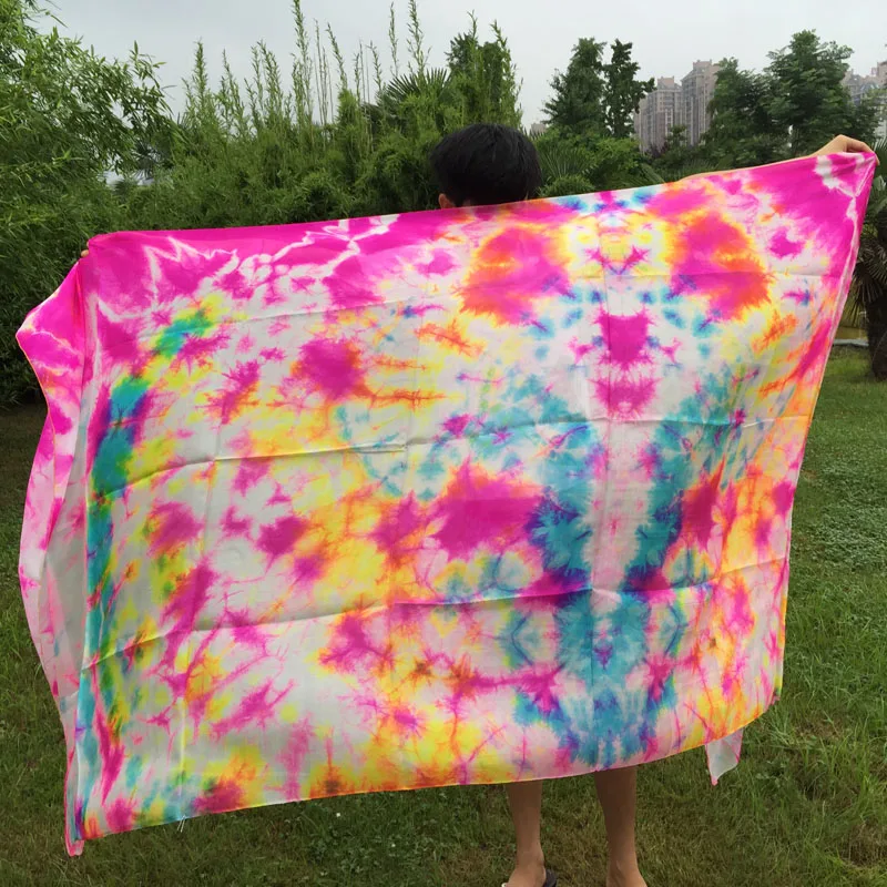 

Женская шелковая Фата для танца живота, шарф ручной работы из 100% натурального шелка, окрашенный в галстук