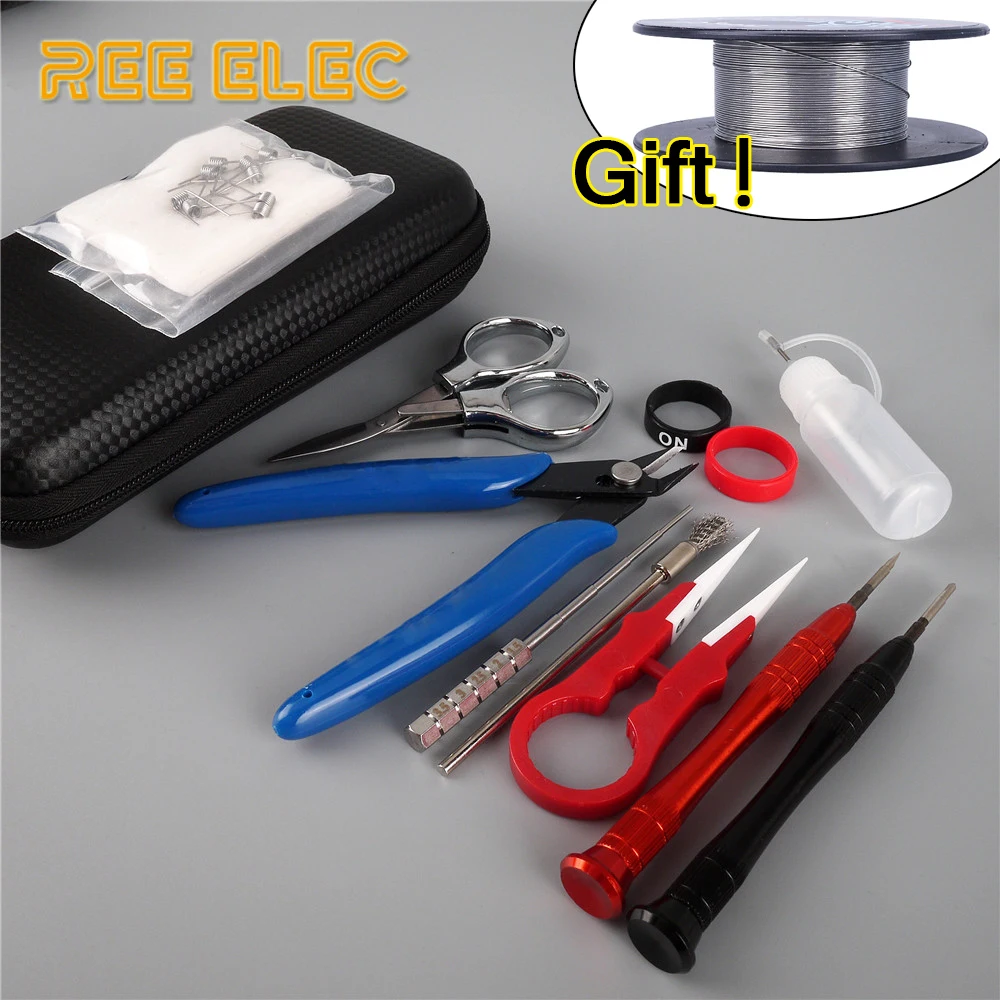 

REE ELEC Electronic Cigarette Accessories RDA Atomizer DIY Tools Kit Coil Jig Ceramic Tweezers Organic Cotton Heating Wire ect.