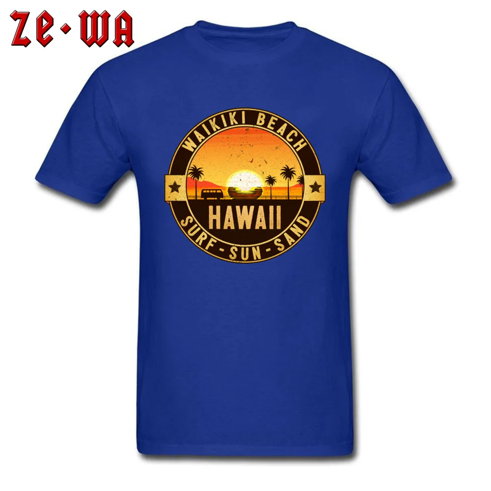 Dominant Mens Tops Shirts Summer Design Top T-shirts Cotton Short Sleeve Comics Tee-Shirt Round Collar Wholesale WAIKIKI BEACH HAWAII OAHU SURF SUN SAND SURFING BEACH VACATION V blue