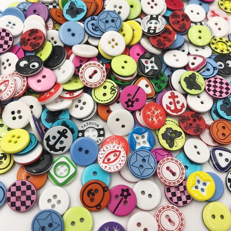 100pcs 12MM Lots Mix Colorful Cartoon Resin Buttons DIY Scrapbooking Accessories Kid's Apparel Sewing Notions PT171 | Дом и сад