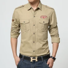 Military men’s slim shirt The new autumn men’s long sleeve shirt Big Size jeep leisure men’s shirt Man Slim cotton lapel shirt