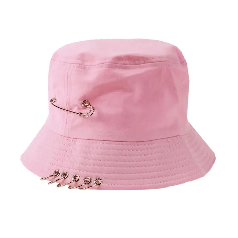 Модная одноцветная шляпа от солнца для рыбалки, охоты, рыбалки на открытом воздухе, кепка на лето и осень, Крутое железное кольцо унисекс - Цвет: Розовый