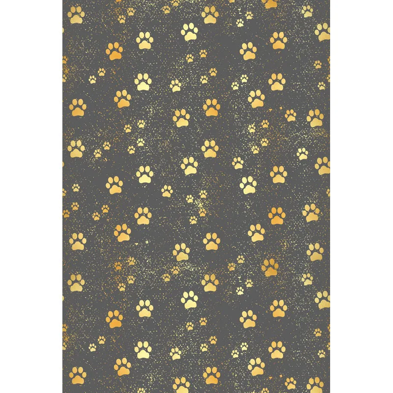 

Vinyl Photography Background Golden Dog Paw Print Children Computed Printed Backdrops for Photo Studio F-3101