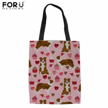 FORUDESIGNS/многоразовые сумки для покупок колли принт Для женщин сумка-тоут сумка для девочек-подростков, повседневная одежда сумка Холст сумка Eco белье Bolsa