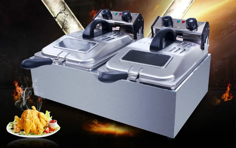 Electric Deep Fryers Non-smoking double cylinder screen electric frying pan deep fryer belt timing.NEW | Бытовая техника