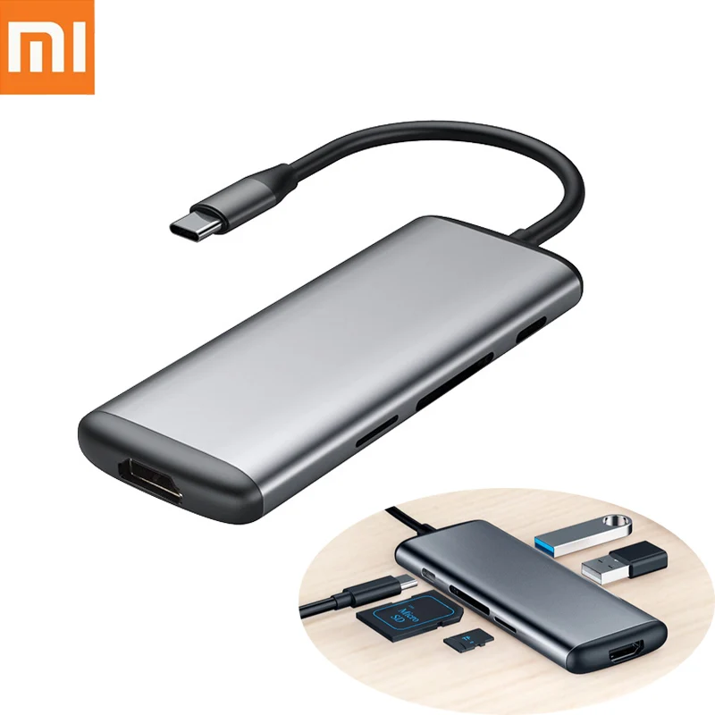 Xiaomi HAGIBIS USB Type-C Charging Adapter 6 in 1 Type C TF /SD /PD /2 USD 3.0 /HDMI Male to Female Charge Converter Charger H20