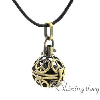 

peace sign openwork essential oil jewelry wholesale diffuser lockets aromatherapy inhaler essential oil necklaces lava volcanic
