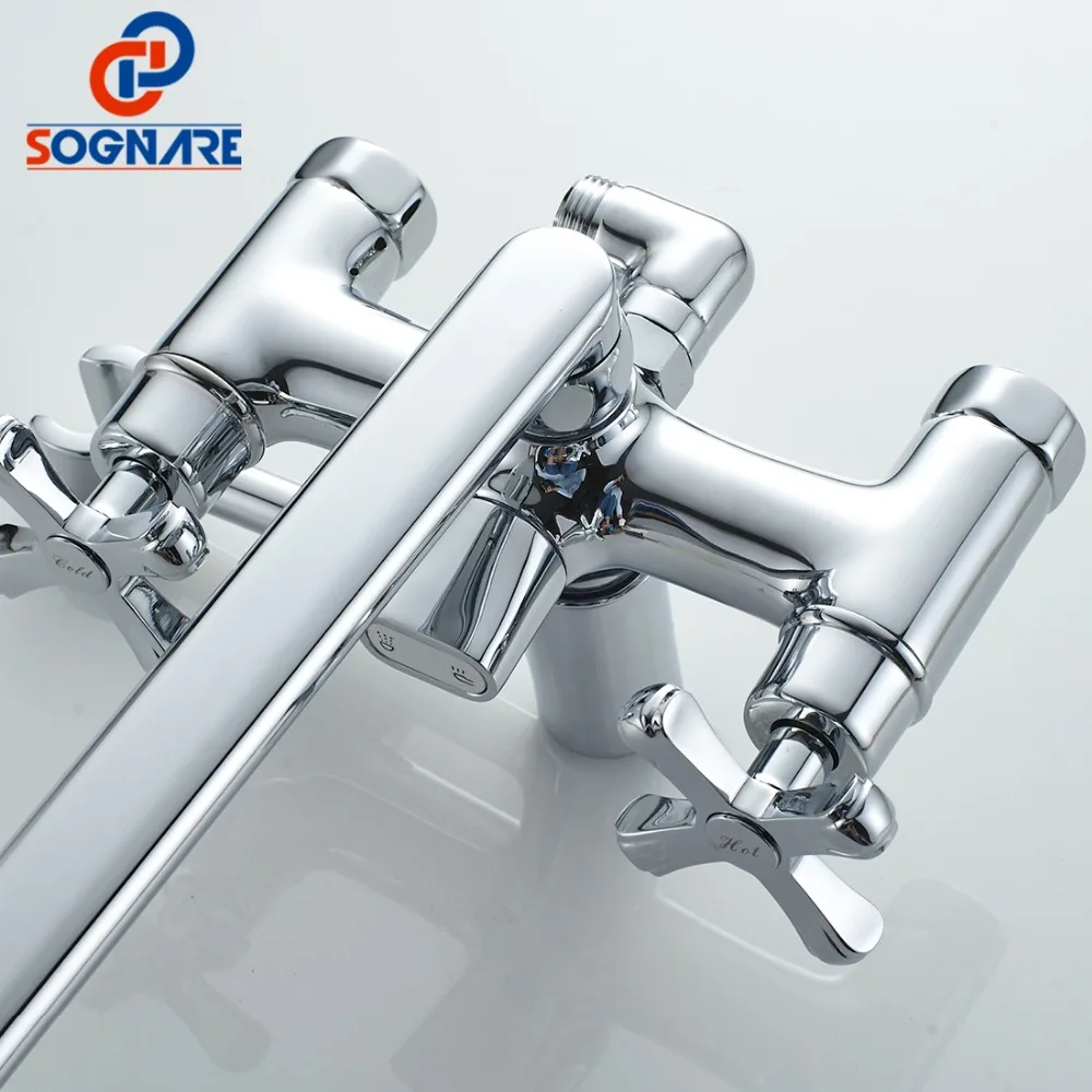 Buy SOGNARE Bathroom Shower Faucets Set 35cm Long Nose Brass Wall Mounted Bathroom Bath Shower