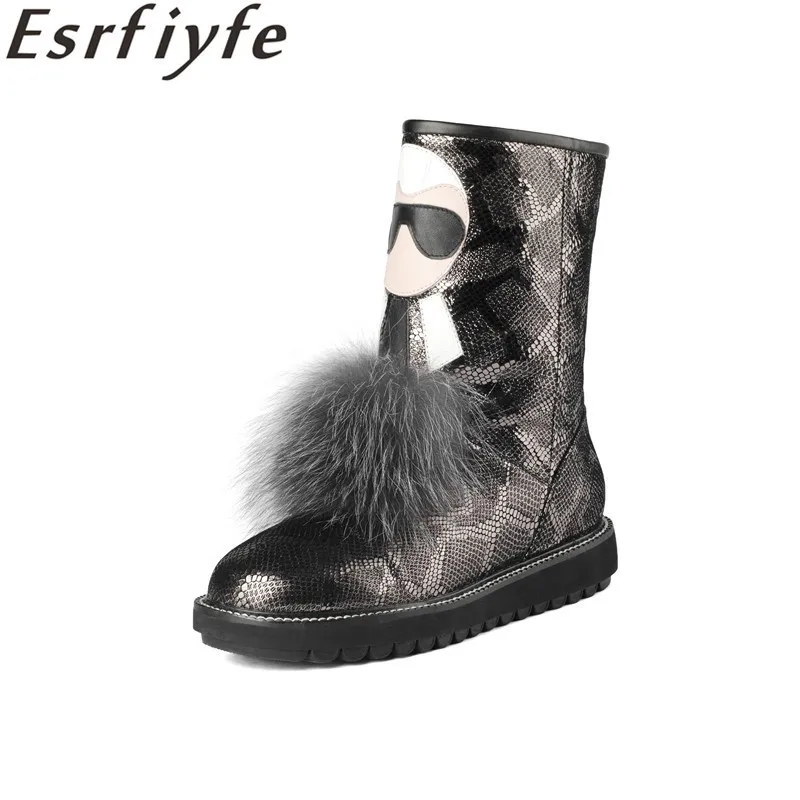 

ESRFIYFE 2018 New Genuine Leather Fur Snow Boots Women Top High Quality Australia Boots Winter Boots for Women Warm Botas Mujer