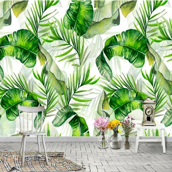 

Custom 3D Photo Wallpaper Nordic Hand Painted Green Plant Banana Leaf Corridor Living Room Bedroom Decor Wall Mural Painting