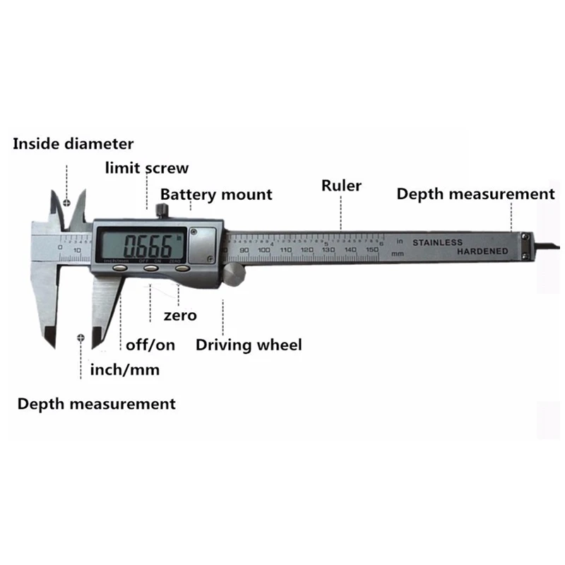 0-150 мм/" 0,01 мм/0,0005" электронный цифровой суппорт из нержавеющей стали с ЖК-экраном линейка штангенциркуль измерительные приборы