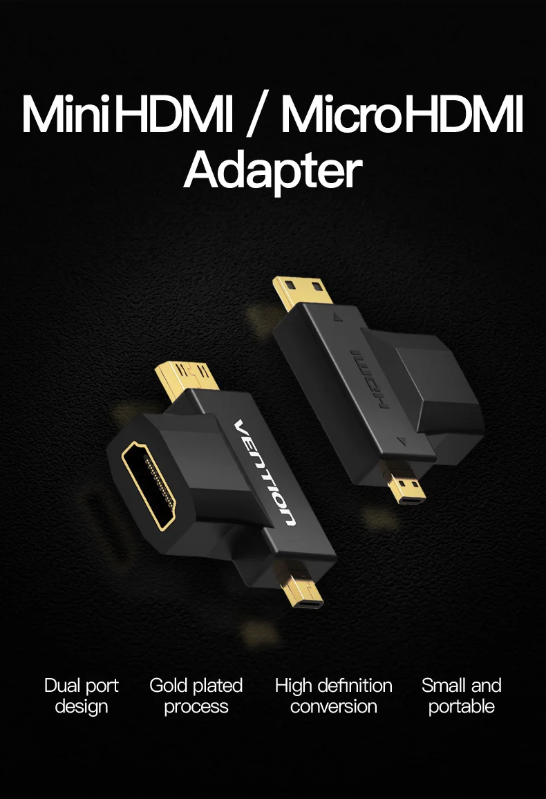 Vention Mini HDMI/Micro HDMI в HDMI адаптер конвертер 2 в 1 3D 1080P мужчин и женщин для ТВ монитор проектор камера