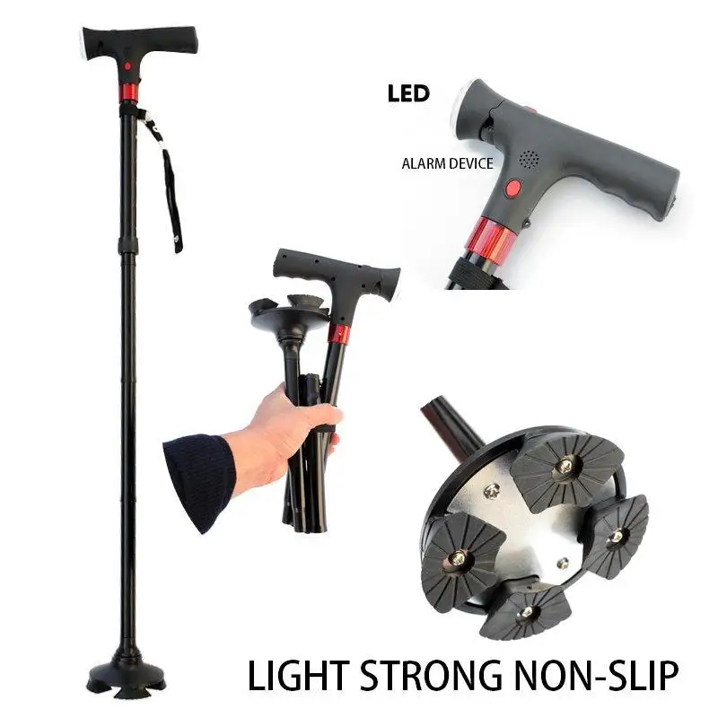 comprar Pólos Trekking Bengala LEVOU Luz Velho Dobrar T alça Homem Caminhadas Pólos Cana para Anciãos de Viagem Ao Ar Livre andando Bastões