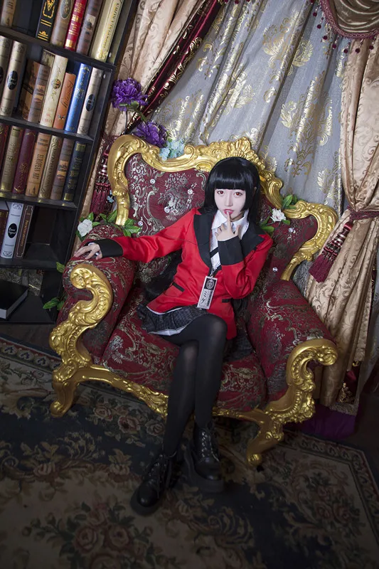 Cosfans 7pcs Full Set Jp Anime Kakegurui Cosplay Costume Halloween Jabami Yumeko Sayaka School Uniform -Zentai shop online