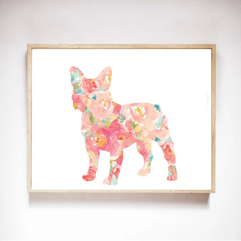 

Watercolor Dog Frenchie Art Canvas Painting Wall Pictures , French Pet Bulldog Canvas Art Prints And Poster Home Kids Room Decor