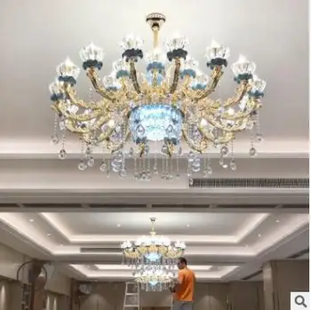 

European style living room luxury chandelier zinc alloy ceramic bedroom chandelier penthouse restaurant French crystal lamps