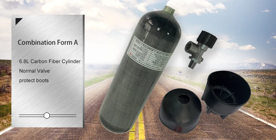 RUS отгрузки HPA Пейнтбол PCP Air Tank 4500PSI композитного углеродного волокна компрессионный газовый баллон с клапаном и АЗС