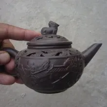 Элегантный Старый китайский ручной эмалированный чайник boccaro, двойной горшок, красивая резьба