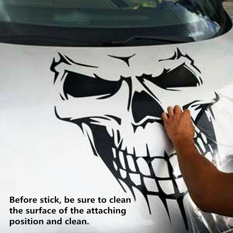 1 PC Big Size 40x36CM Skull Head car sticker Reflective Vinyl Car Styling Car-covers Engine hood door window truck Car sticker (5)