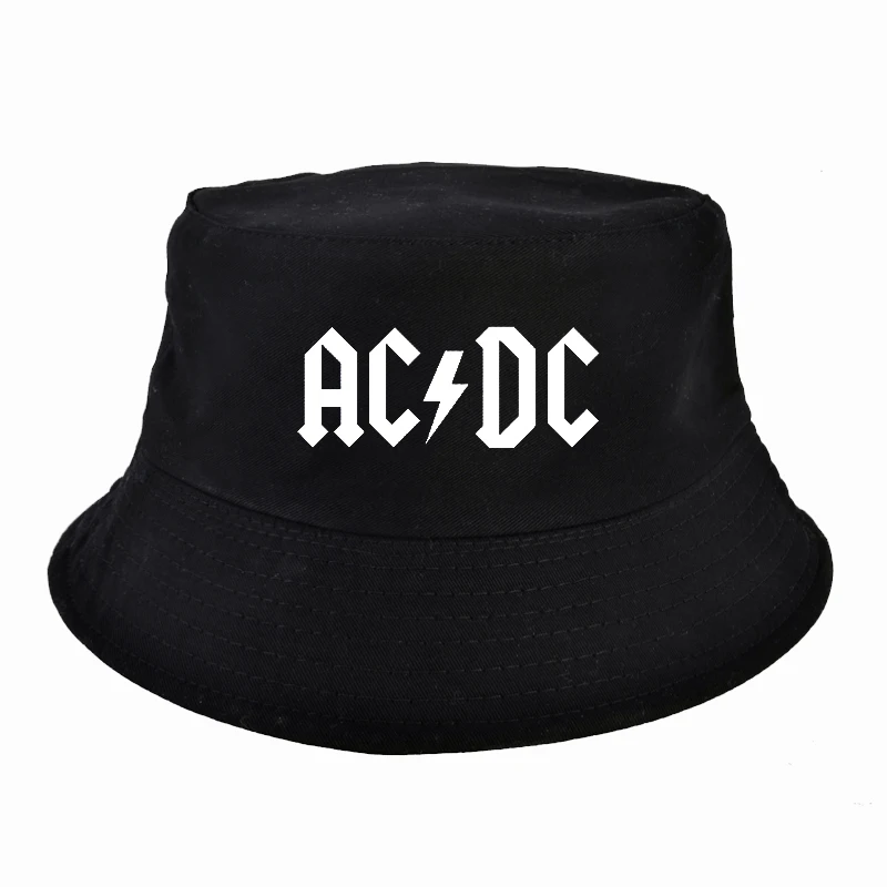 الرجال النساء موسيقى الروك AC/DC قبعة مروحة بارد الصيف صياد بنما قبعة واقية من الشمس في الهواء الطلق الصيد دلو صيد القبعات