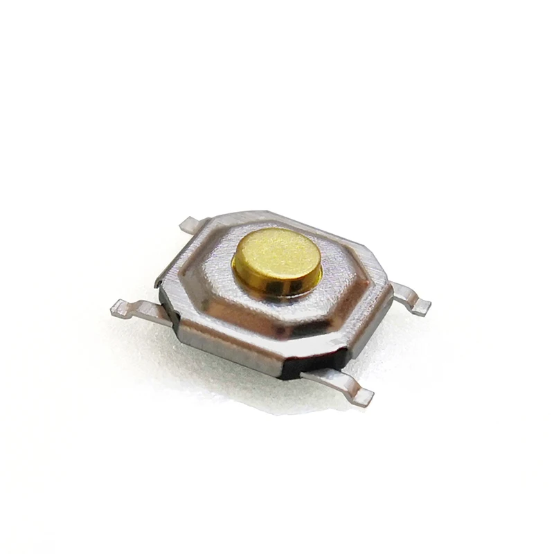 50 шт./лот 12V 5,2*5,2*1,7 мм 12V 0.5A 4 Pin SMT нажимная кнопка металла переключатель тактильные микро, тактовый сенсорный выключатель Медь прерыватель