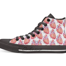 Многоугольная человеческое сердце иллюстрация Повседневная Высокая холщовая Обувь Кеды легкие ботинки для ходьбы