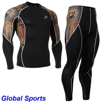 

2018 men's designer training suit mens exercise sets skulls compression long sleeves shirts+3d full length pants halloween