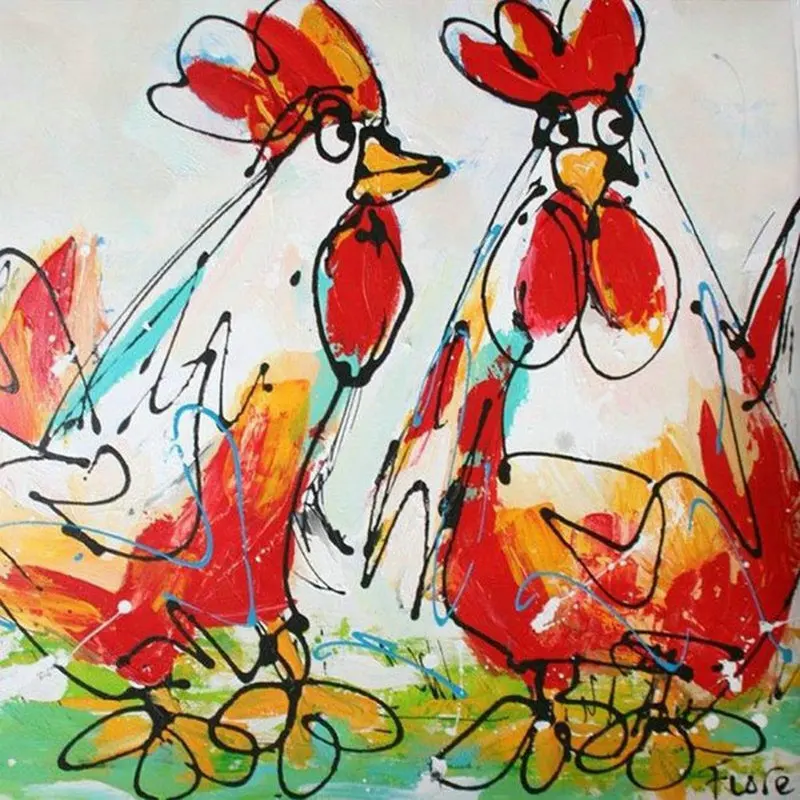 

ArtBack 5d diy diamond painting watercolor chicken pattern full square diamond embroidery 3d full round drill wall sticker