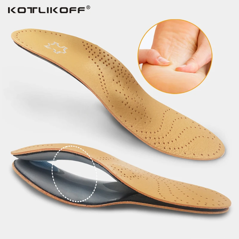 Unisex Premium Leather Orthotic Flat Foot Shoe Insoles ...