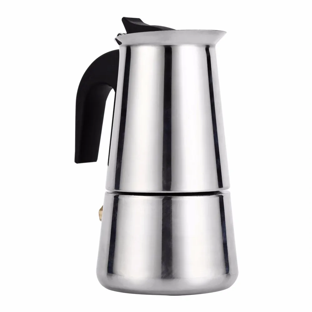 Портативная кофеварка эспрессо, гейзерная Кофеварка из нержавеющей стали, чайник для Pro Barista100ml/200 ml/300 ml/450 ml