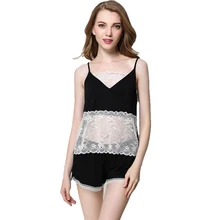 Дизайн, женская летняя Пижама, комплект, модная ультратонкая кружевная Вязаная безрукавка, комплект из двух предметов, ночное белье, Лидер продаж