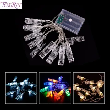 

FENGRISE 10 20 LED Photo Clip Light Wedding Holiday Lights Home Decoration Wedding Event Birthday Party Christmas Decorations