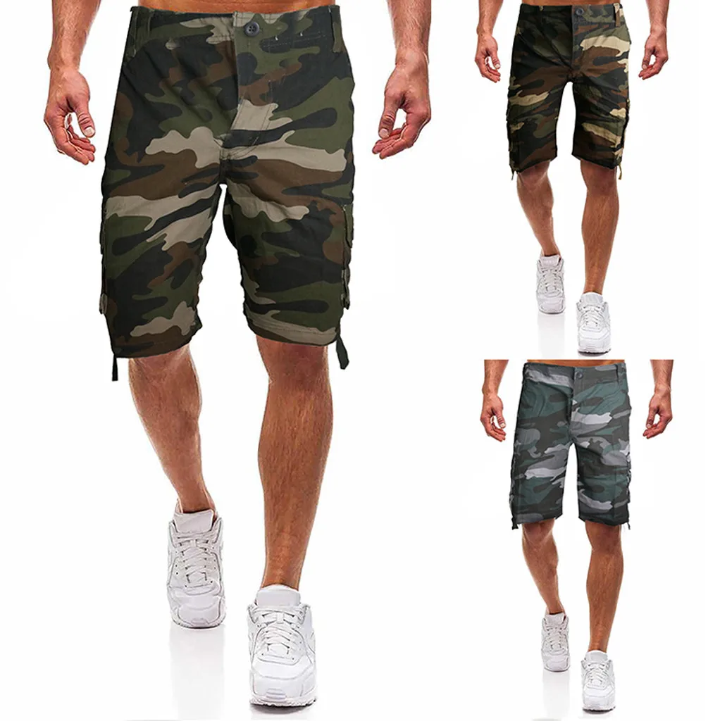 Мужские шорты летние повседневные мужские спортивные штаны хлопковые дышащие свободные камуфляжные брюки с карманами на молнии Комбинезоны L0715