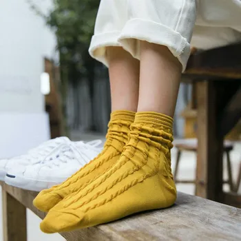 

Women Socks Autumn 1 Pair Long Fashion Casual Socks Girls Cotton Solid Color Novelty Women Fashion Retro Cute Socks Lady