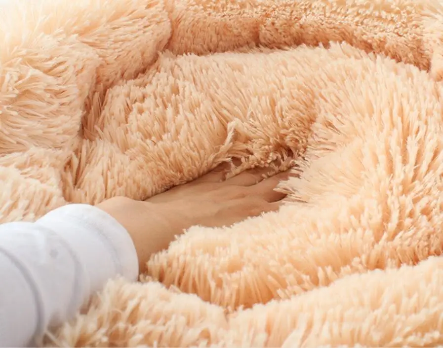 Лохматый искусственный мех пончик обнимашка теплый плюшевый Принцесса Кошка дом собачья Конура-постель для среднего аппарат для приготовления хот-догов моющийся водостойкий