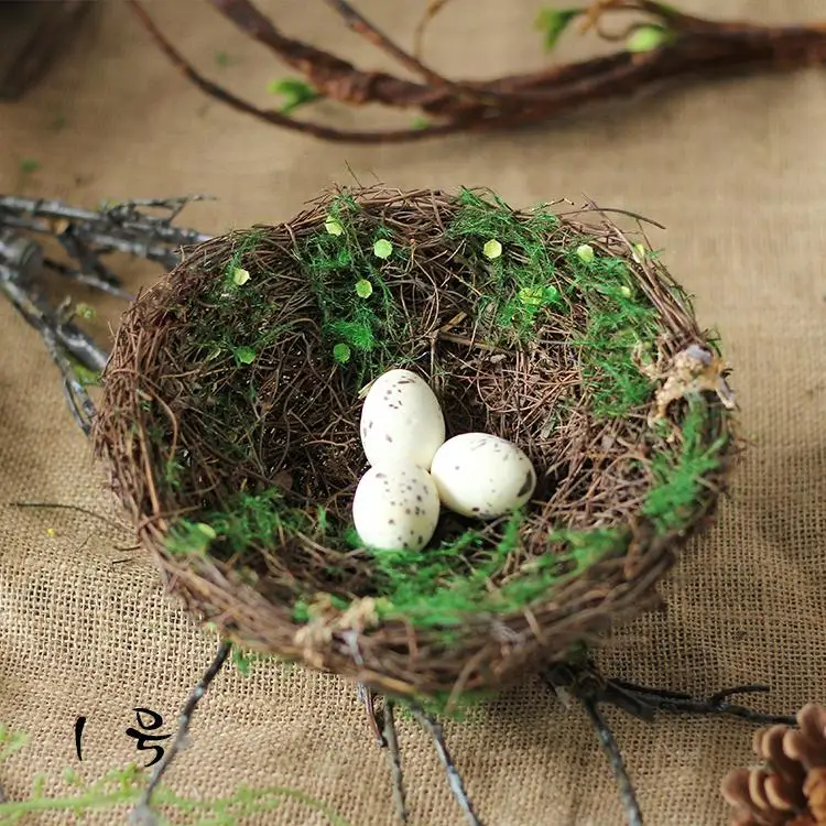 Ручной работы ротанга моделирование Птичье гнездо сад декоративная соломинка птица в гнезде украшение для клетки украшения съемки реквизит - Цвет: 1