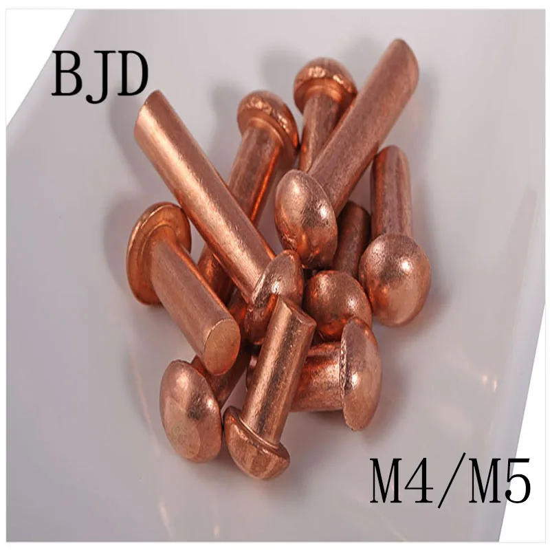 

30pcs M4/M5*5/6/8/10/12/14/16/20/25/30/35/40mm half round head copper rivet solid rivet half round rivet copper round cap nail