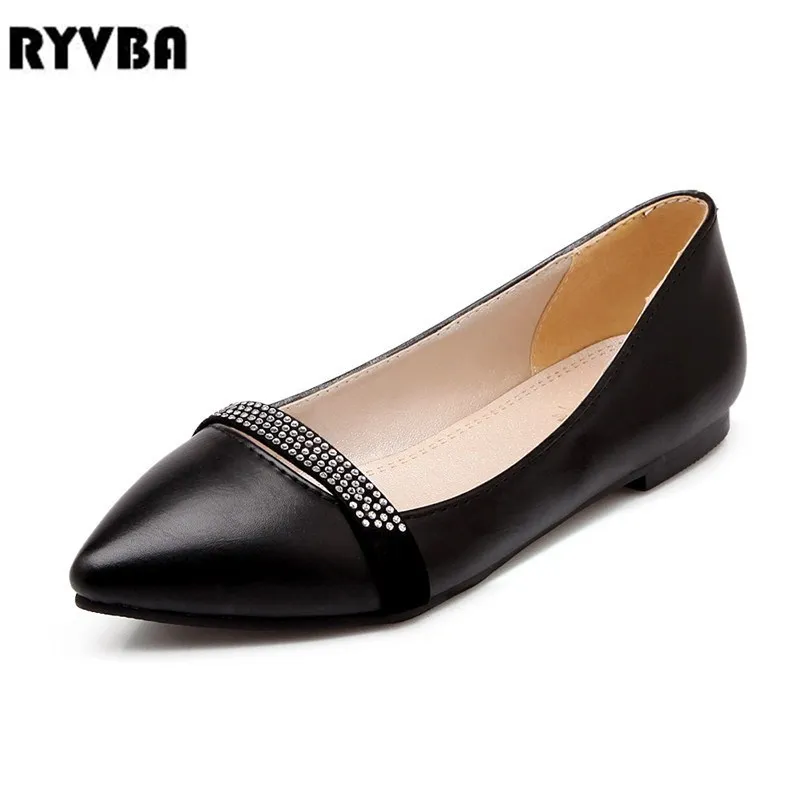 

RYVBA Women sexy pointed toe flats 2018 autumn summer flat shoes for woman womens causal ladies fashion shoes plus size 4-14