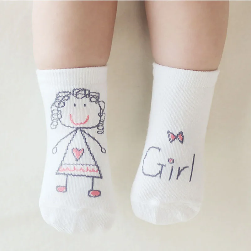 Милые весенне-осенние носки для малышей милые Асимметричные нескользящие носки из хлопка для новорожденных мальчиков и девочек, зимние носки для малышей - Цвет: girl