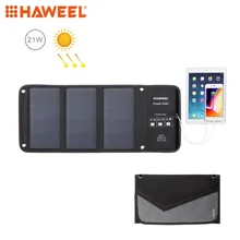 HAWEEL 3 солнечная панель 21 Вт складное солнечное зарядное устройство для наружного аварийного портативного резервного питания 5 В/2.9A Макс. Два порта usb для телефона