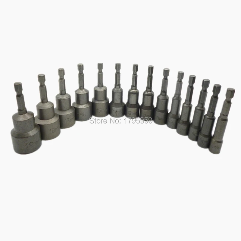 

14PCS Professional Magnetic Nut Driver Set Metric Socket 1/4" Hex Power Drill Bits 6~19mm Drill Bit Adapter Hex Power Tools New