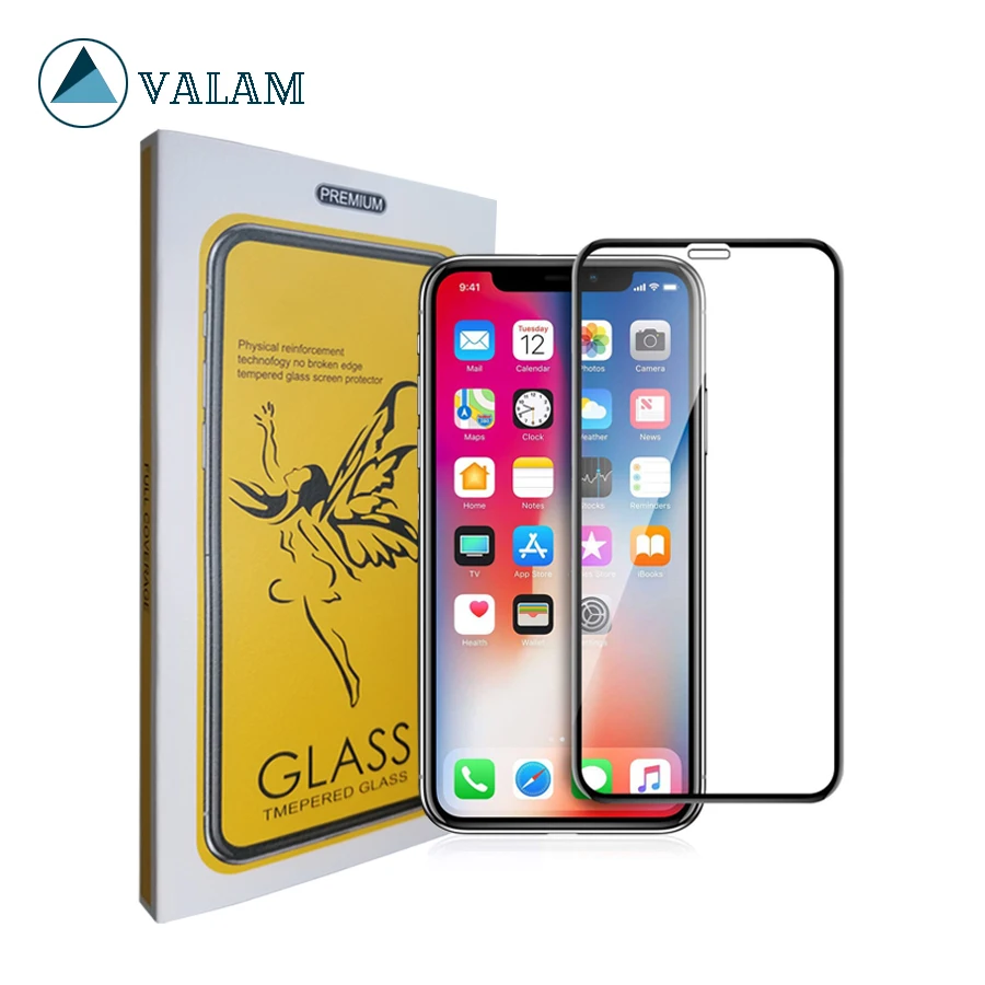 VALAM Закаленное стекло протектор экрана для iPhone X 9 H твердость для iPhone XR полное покрытие 3D изогнутый край для iPhone Xs