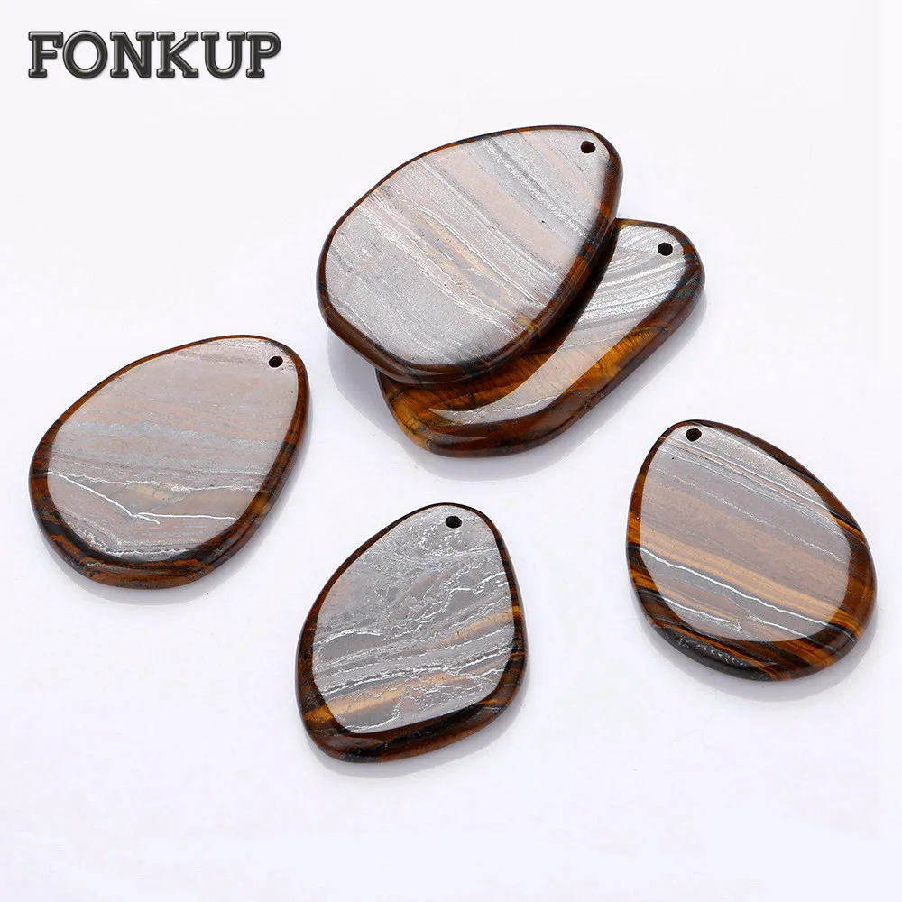 

Forkup Tiger Eye Pendant Irregular Stone Necklace Water Drop Jewelry Men Personalized Accessories Handmade Pendenti Reiki Chakra