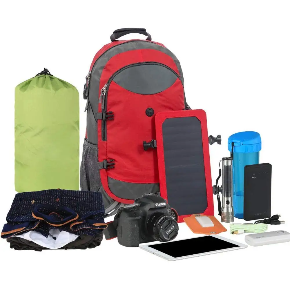 Рюкзак на солнечной батарее со съемной солнечной панелью, многофункциональная Солнечная сумка для путешествий, кемпинга, пеших прогулок