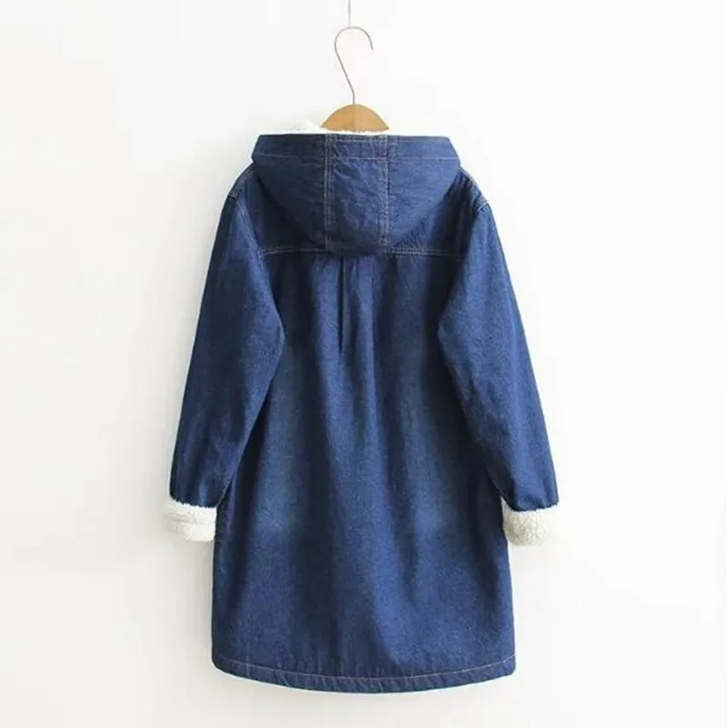 Della Velluto Cotone Cappuccio Allentato Da Con Cappotto Sportiva Giacca Tratti Blu Gufo Tuta Caldo Del Cowboy Inverno Agnello Casuale Donne Rivestimento Di Lunghi SYHwTqpn