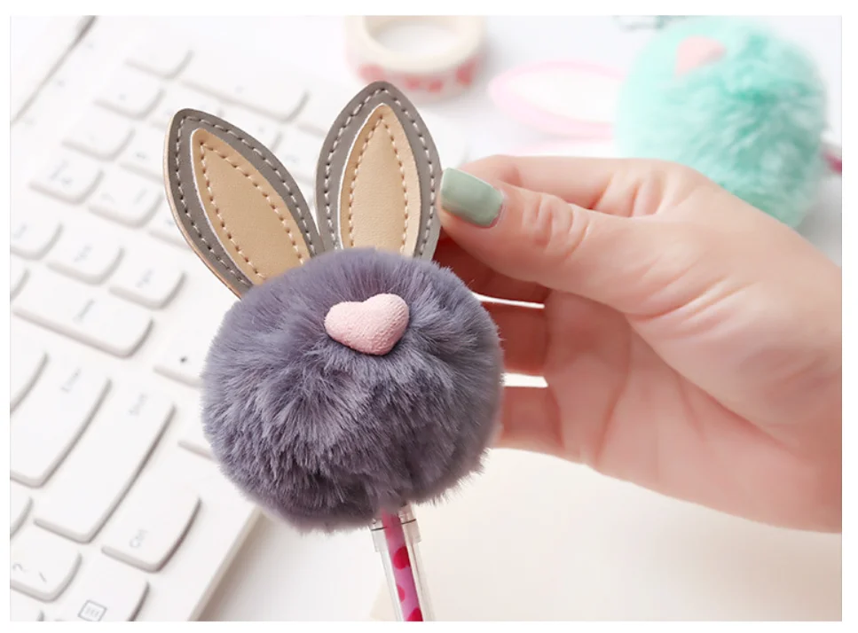 Миленький плюшевый кролик уши гелевая ручка 0,5 мм Kawaii черные чернила обычные ручки для детей девушки подарок письма школьные принадлежности корейский канцелярские принадлежности